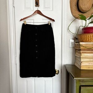 Classic Black Button-Down Corduroy Skirt